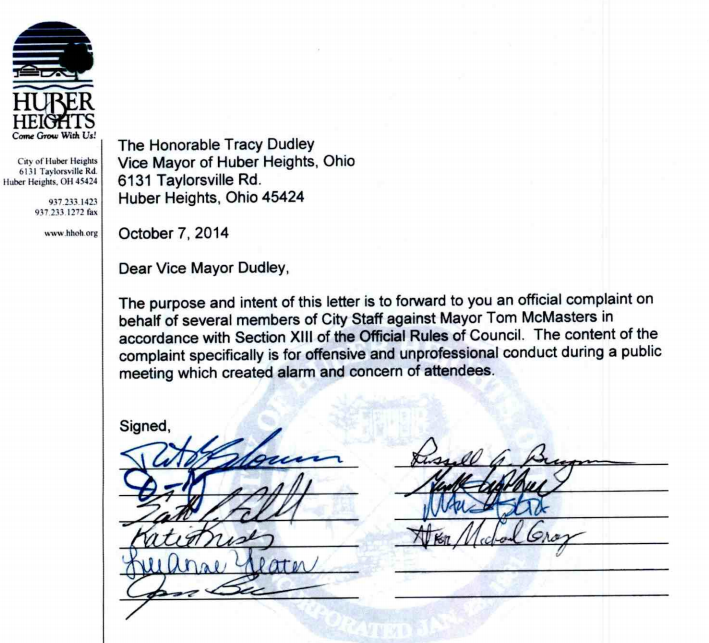 Staff Complaint against the Mayor  Oct 2009