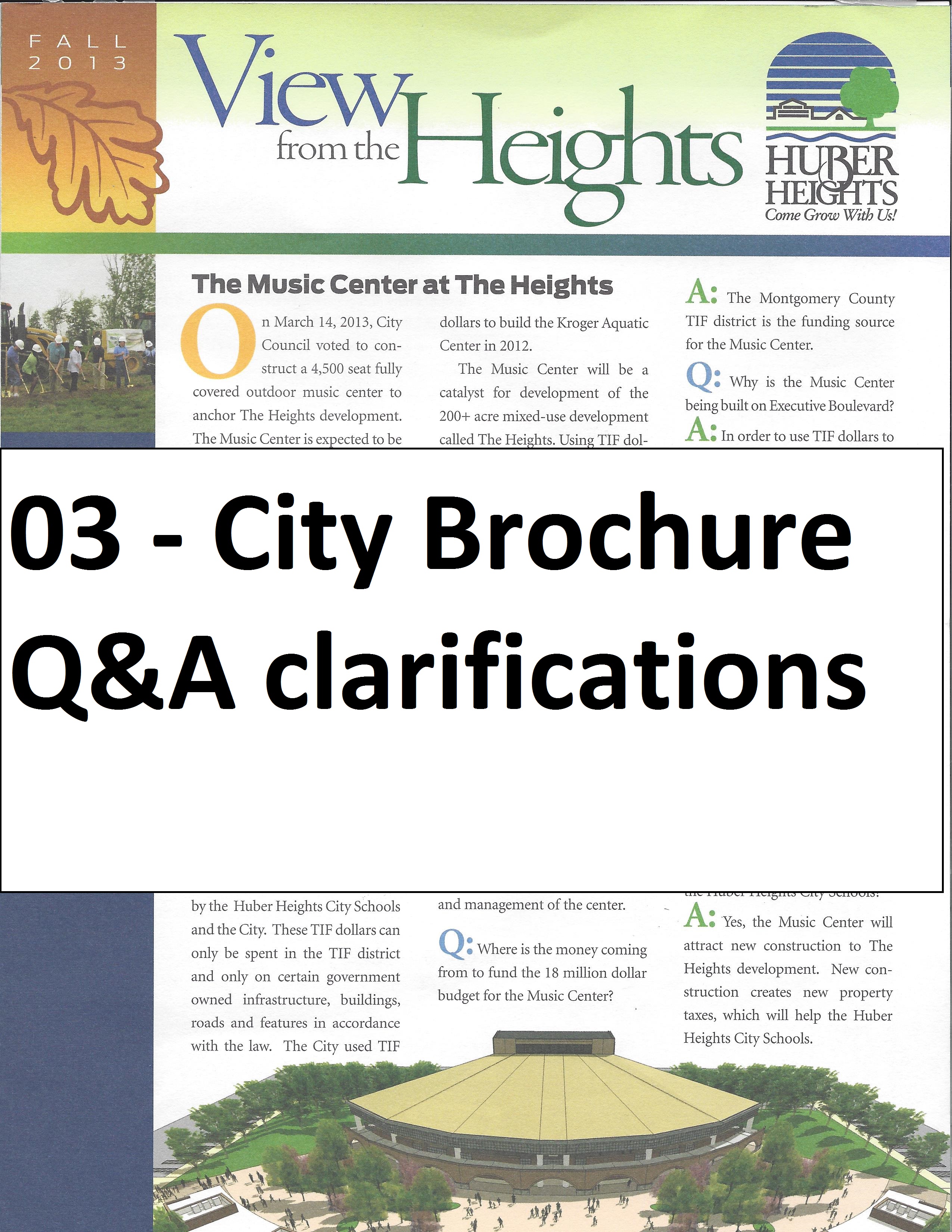 City Flier and Clarification to Q & A